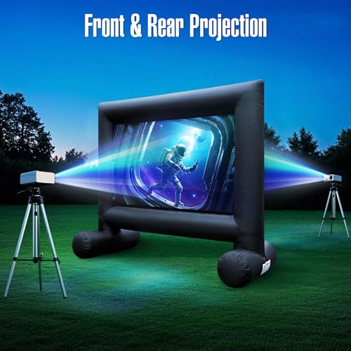 12Ft Outdoor Inflatable Movie Projector Screen with Built-in Fan Supports Front and Rear Projection, Blow Up Movie Screen for Party, Easy to Set Up - size: 12Ft