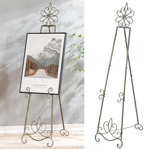 63” Vintage Heavy Duty Adjustable Metal Easel Stand for Signs
