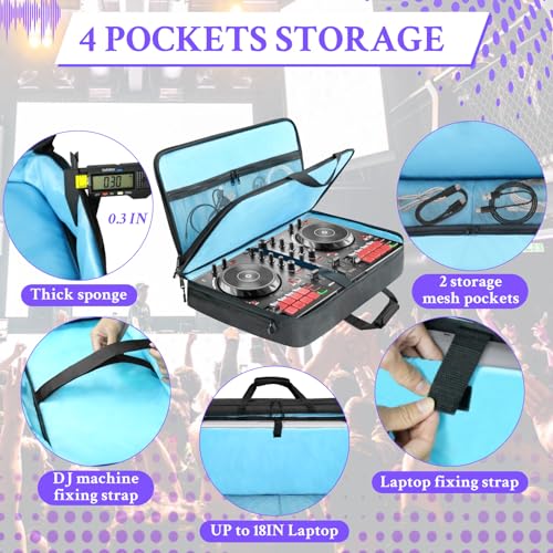 ORKELS DJ Controller Bag Compatible with FLX4, FLX2, REV1, DDJ SB3, DDJ SB2, DDJ 400, DDJ RB, DDJ200, Pro FX, MPFX, DJ2GO2 Touch, Mix II, Party Mix, 200 MK2 DJ Controller, S-21.6''Lx13''Wx4.7''H - size: S-21.7''L x 12.6''W x 4.7''H