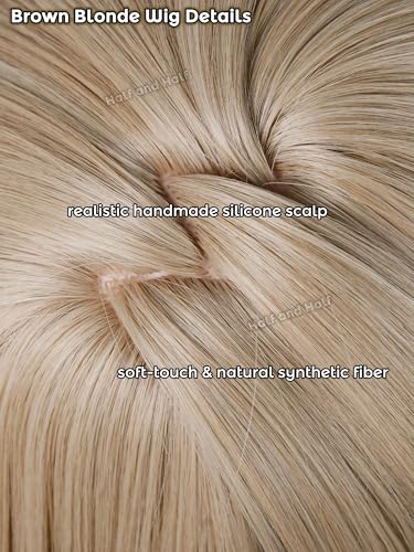 Zanka Cosplay Wig Short Brown Blonde and Black Anime Wig for Men | Light Brown Male Wigs for Unisex Women Party Halloween Costumes