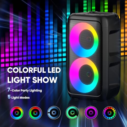 Karaoke Machine, Bluetooth Speaker with 2 Wireless Microphones Adults Kids | Portable Size, TWS Mode, LED Light, 10H Battery PA System,Dual Speaker, USB TF AUX, Home Party Outdoor Camping Birthday Gifts - size: 2 Mics