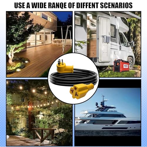 Waterproof 6Ft 15 Amp Household to 20 Amp AC Power Adapter Cable | 12/3 Outdoor Extension Cord Flat Plug,[4 in 1] NEMA 5-15P to 5-15R, 5-20R, 6-15R, 6-20R T Blade,125V AC Extension Cord - size: 6ft Extension cord