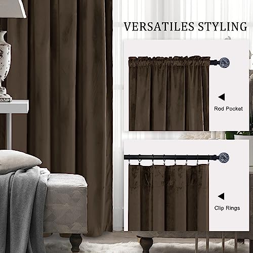 Hiasan Velvet Blackout Curtains 63 inches Length 2 Panels 52W x 63L Brown - color: Brown, size: 52"W x 63"L (Pack of 2)
