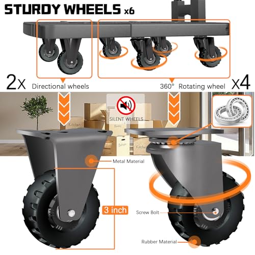 Convertible Hand Truck 550lbs Folding Dolly Cart, 6 Wheel Platform Cart - color: Black-6 Wheels-28"x16"