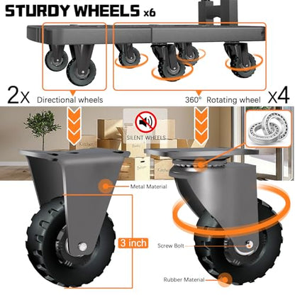 Convertible Hand Truck 550lbs Folding Dolly Cart, 6 Wheel Platform Cart - color: Black-6 Wheels-28"x16"