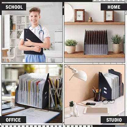 AmazingSpark 2 Pcs Clipboard Holder 13 Slots Accordion Expanding Clipboard Stand Vertical Clipboards Storage Holder Desk File Paper Magazine Desk Accessory Organizer for Home and Office