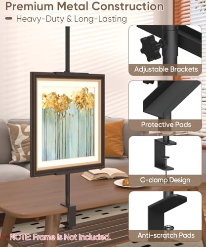 Mondazie Adjustable Tabletop Easel Stand with Clamp for Sign, Black - color: Black, size: 27.1'' High - Clamp