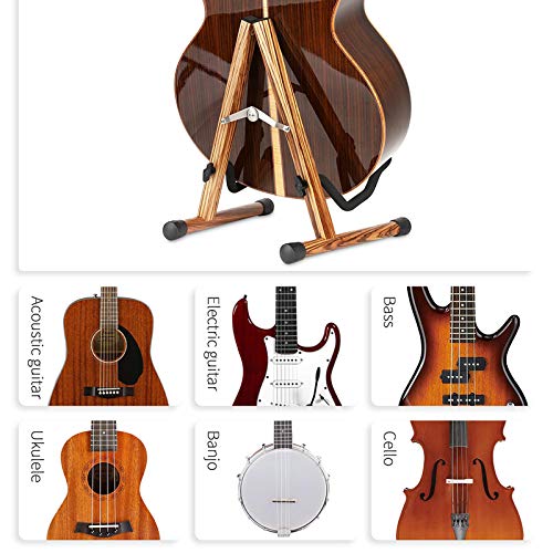SNIGJAT Guitar Stand, Folding Wood Acoustic Guitar Stand with Padding Zebra - color: Zebra Wood