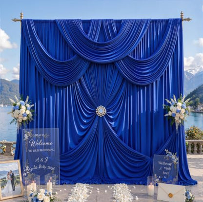 20ft x 12ft Royal Blue Backdrop Curtains for Wedding Parties - color: Royal Blue, size: W5' x H12'(4 panels)