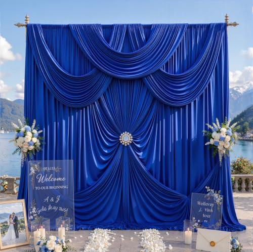 10ft x 12ft Royal Blue Backdrop Curtains for Wedding Parties - color: Royal Blue, size: W5' x H12'(2 panels)