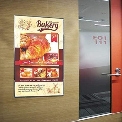 Acrylic Sign Holder 8.5 x 11 Wall Mount, Wall Mount Sign Holders, Clear Acrylic Frame with 3M Tape Adhesive, Plastic Wall Sign Holder for Office, Home, Restaurant-Vertical (6 Pack)