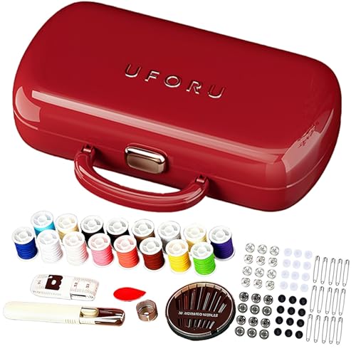 150Pcs Red Sewing Project Kit, Travel Family Sewing Supplies Repair Kit Portable Small Traveler Sewing Kit Sewing Thread Accessories DIY Sewing Supplies Organizer (Red) - color: Red