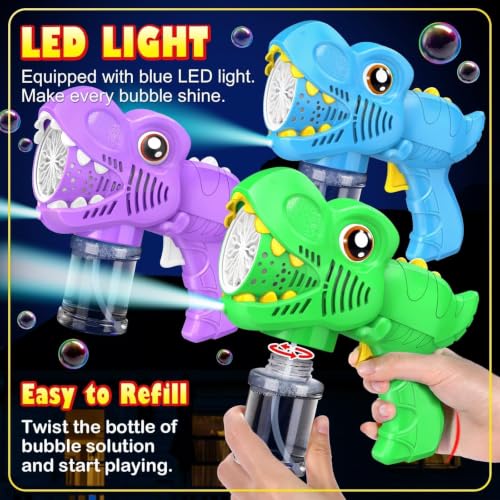 3 Bubble Guns Kids Toys Bubbles Machine, Outside Toys for Ages 3-5 4-8 Kids - color: Blue+green+purple