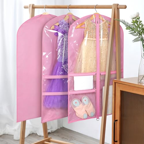 Univivi 40 Inch Dance Costume Garment Bags for Dancers, Pink, 8 Pack - color: Pink, size: 8 Pack