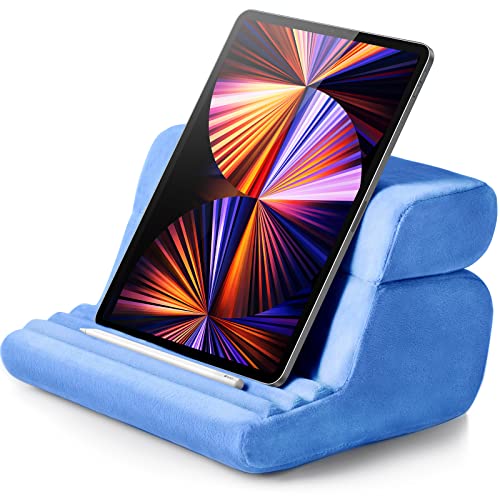 UGREEN Tablet Pillow Stand for Lap Soft Holder Bed with 3 Viewing Angles Adjustable Home Office Accessories Compatible with iPad Pro 13 12 11 10.5 Air Mini 5 4 3 2 Phone 16 15 14 E-Reader Blue - color: Blue