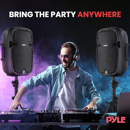 Wireless Portable PA Speaker System - 1000W High Powered Bluetooth Compatible Active + Passive Pair Outdoor Sound Speakers W/USB SD MP3 AUX - 35mm Mount, 2 Stand, Microphone, Remote - Pyle - size: 1000w