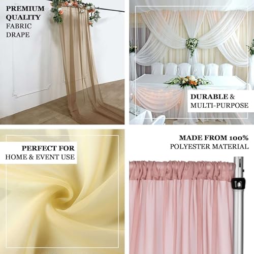 Tableclothsfactory Nude Sheer Premium Chiffon Curtain Panel Backdrop Drapery with Rod Pockets | 5ft x14ft - color: Nude, size: 5ftx14ft
