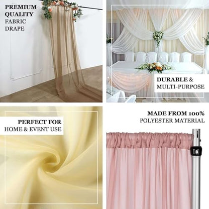 Tableclothsfactory Nude Sheer Premium Chiffon Curtain Panel Backdrop Drapery with Rod Pockets | 5ft x14ft - color: Nude, size: 5ftx14ft