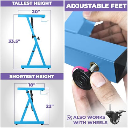 Liquid Stands Piano Keyboard Stand - Z Style Adjustable and Portable Heavy Duty Music Stand for Kids and Adults -Fits 54-88 Key Electric Pianos - Sturdy Musical Keyboard Stand (Light Blue) - color: Light Blue