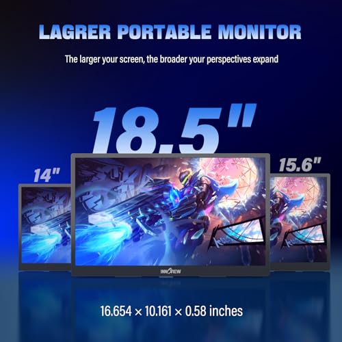 InnoView 2K Portable Monitor for Laptop 18.5" 2560x1440p QHD 120Hz 100% sRGB USB-C Standard HDMI DP Port Gaming Monitor,HDR Travel External Second Screen for Laptop, PC, Game Consoles - size: 18.5