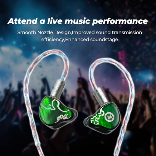 HiFiGo IEMs Juzear x Z Review Defiant in Ear Monitor, 1DD +3BA Hybrid Drivers Earphones, HiFi Wired Earbuds, Gaming Earbuds with 3.5/4.4mm Detachable Cable for Musician Audiophile Gamer (Green) - color: Green