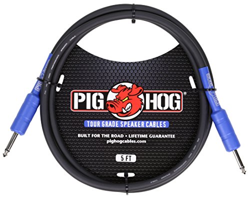 Pig Hog PHSC5 High Performance 14 Gauge 9.2mm 1/4" Speaker Cable, 5 Feet , Black - size: 5 feet