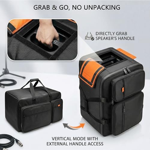12" Speaker Bag, Top Handle Access & 6 Repositionable Pads | Fits QSC K12.2; padded, cable pockets, water-resistant zipper (24.5 x 14.4 x 14.4 in) - size: 12" Speaker(24.5 x 14.4 x 14.4 in)