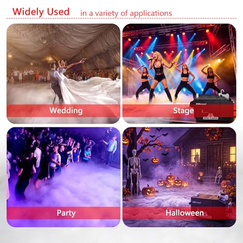 XWSTGEQ 1200W Low Lying Ground Fog Machine DMX512 Wireless Remote Control | Adjustable Fog Output, Anti-Dry Pump Protection, Stainless Steel Tank for Wedding Halloween DJ Stage