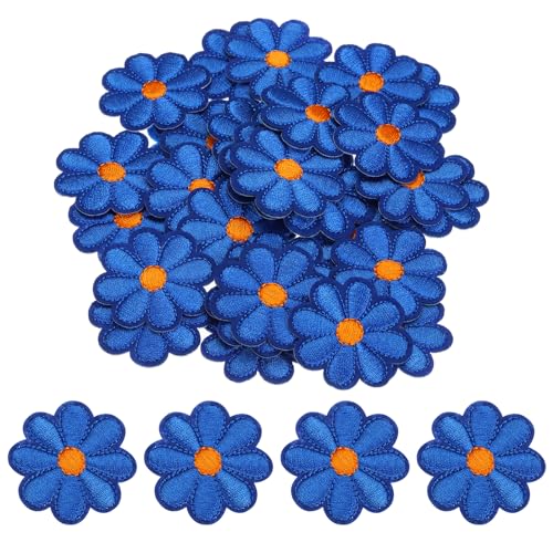 MECCANIXITY Flower Iron-on Patches 90x90mm/3.54x3.54 Pack of 30 Dark Blue - color: Dark Blue