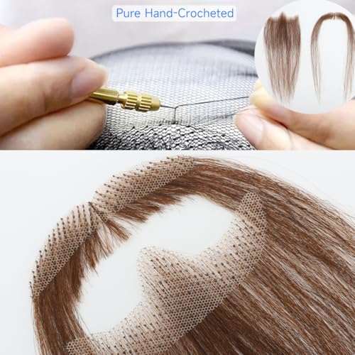 Hand-Tied Human Hair Fake Beard and Mustache for Costumes and Theater | Hand-knotted human hair on lightweight lace creates natural-looking facial hair for costumes, cosplay, theater and film - color: Style 5--brown