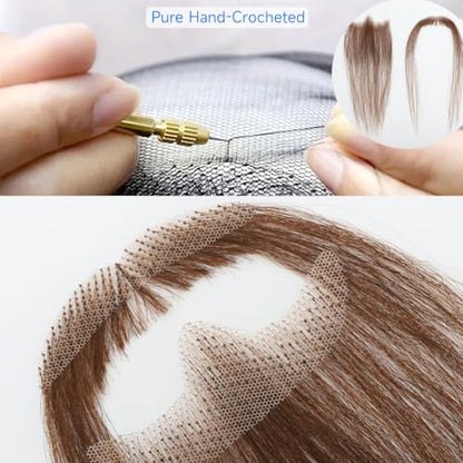 Hand-Tied Human Hair Fake Beard and Mustache for Costumes and Theater | Hand-knotted human hair on lightweight lace creates natural-looking facial hair for costumes, cosplay, theater and film - color: Style 5--brown
