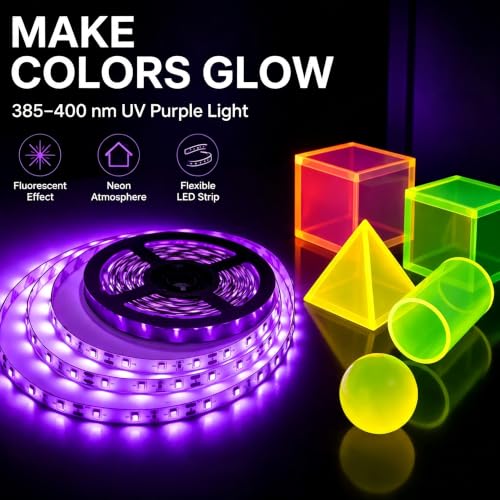 66 Foot Black Light Strips & Remote, Dimmable Flexible 1200 LEDs | 12V Blacklights Strip for Halloween Glow Party Body Paint Birthday Bedroom Room Fluorescent Tapestry Poster Indoor - size: 20 m
