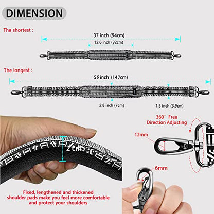 ZINZ Shoulder Strap 58" Ultra-Thick Fixed Padded and Adjustable Buckles Crossbody Strap for Briefcase Laptop Bag Luggage - color: Black White Jacquard