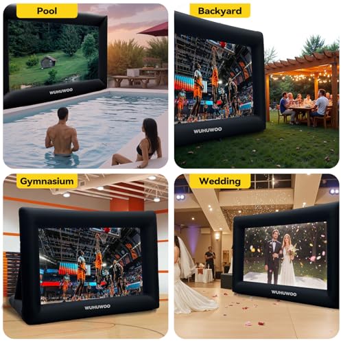 Inflatable Movie Screen Outdoor, 24FT Blow Up Projector Screen for Outside with Air Blower and Carry Bag, Support Front & Rear Projection Easy Set Up for Backyard Movie Night Pool Party - size: 24FT