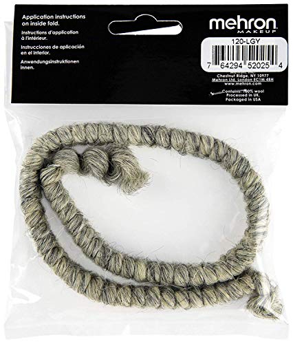 Mehron Makeup Crepe Hair - LIGHT GREY, Special FX Fake Hair - color: Light Grey