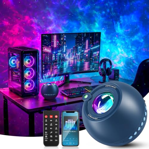 One Fire 360 Game Lights Galaxy Projector Gaming Accessories Gaming Room Decor Green Star Bluetooth Speaker+15 White Noise Man Cave Accessories Cool Gifts for Men Birthday Gift Cool Stuff for Teen Boy - color: Blue