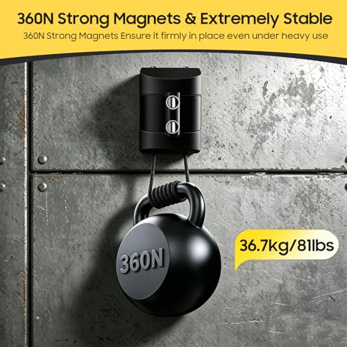 Magnetic Wall Mount Retractable Barrier 2 Pack, TrreZON Fixed Crowd Control Barriers with ABS Black Case 16' Black and Yellow Belt for Ferrous Metal Surface in Workshops,Stores