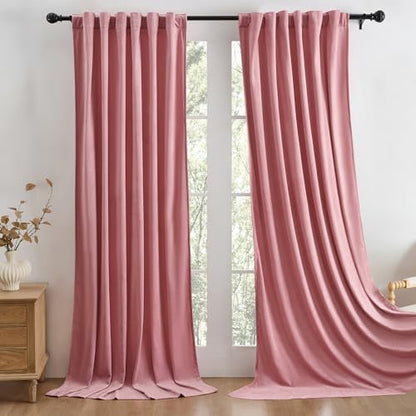 Manyshofu Pink Velvet Curtains, 2 Panels Blackout 52x84 | Luxurious Velvet Feel, Thermal Insulated Noise Reducing, Dual Back Tab And Rod Pocket Hanging, Machine Wash Fade-Resistant - color: Pink, size: 52"W x 84"L (Pack of 2)