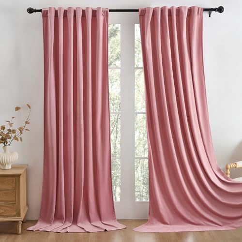 Manyshofu Pink Velvet Curtains, 2 Panels Blackout 52x96 | Luxurious Velvet Feel, Thermal Insulated Noise Reducing, Dual Back Tab And Rod Pocket Hanging, Machine Wash Fade-Resistant - color: Pink, size: 52"W x 96"L (Pack of 2)