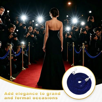 PATIKIL Velvet Stanchion Ropes, (6.6Ft x1.26 Inch, Blue) (1Pcs), Velvet Ropes Crowd Control Queue Barrier with Silver Buckle, Suit for - Carpet Events/Hotels/Movie Theaters/Grand Openings - color: Blue Rope, Silver Buckle