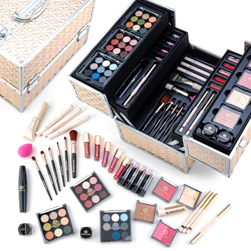 Color Nymph Makeup Kits For Women Professional Makeup Set and Big Case Gold - color: Gold