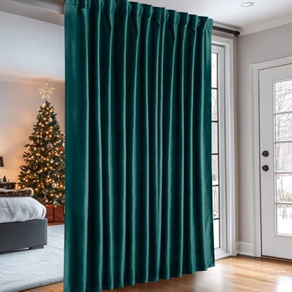Dreaming Casa Velvet Room Darkening Curtains 96 Inch Long, 1 Panel, Teal | Rod Pocket & Back Tab Top, Blackout Thermal Insulated Window Treatment Drapes for Living Room Bedroom, Each 100"W x 96"L - color: Teal Green, size: 100"W x 96"L (Pack of 1)