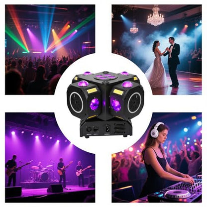 Moving Head DJ Lights 180W LED with 4 Rotating Head,16X10W RGBW 4-in-1 Multiple Effects Changing，21CH DMX-512/Sound Activated for Christmas KTV Wedding - color: 4 Arms