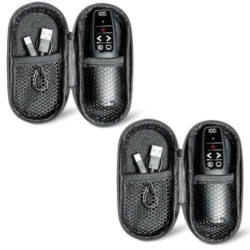 (2 Units) Presentation Clicker & Case, Power Display Presenter Remote | 2‑in‑1 USB/Type C Receiver, Rechargeable Red Laser Pointer Wireless Computer PowerPoint PPT Clickers for Mac/Windows - color: Glossy Red-2 Unit