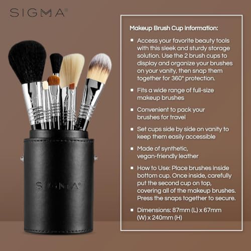 Sigma Beauty Essential Travel Brush Set 7-Pc Makeup Brushes & Carrying Case | SigmaTech Synthetic Fibers With Waterproof Handles For Liquid, Cream and Powder Application Plus Durable SigmaAlloy Ferrules - style: Essential Travel Set