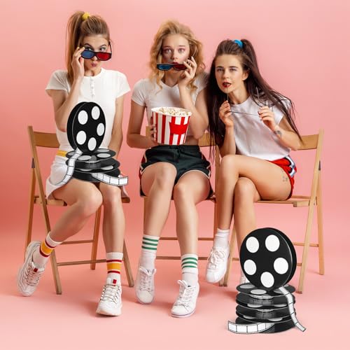 Honoson 4 Pcs Movie Reel Filmstrip Centerpiece Cinema Props Theme Party Decorations Reel Decor for Movie Night Party Decor