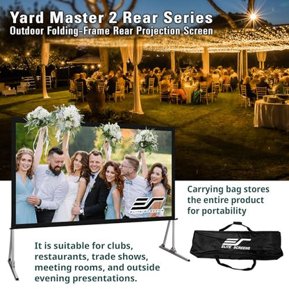 Elite Screens Yard Master 2, 135-inch Outdoor Portable Fast Folding Projector Screen w/ Stand 16:9, 8K 4K Ultra HD 3D Movie Theater Cinema REAR Projection (OMS135HR3) US Based Company 2-YEAR WARRANTY - size: 135-inch, style: 16:9 Aspect Ratio