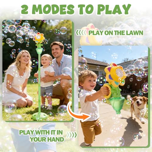 Automatic Flower Bubble Machine for Kid,Rechargeable Sun Flower Bubble Maker with Lights for Parties, 28in to 41in Adjustment Height Bubble Machine for Toddlers,Idea for Outdoor Wedding Birthday Gift - style: Flower 1pcs