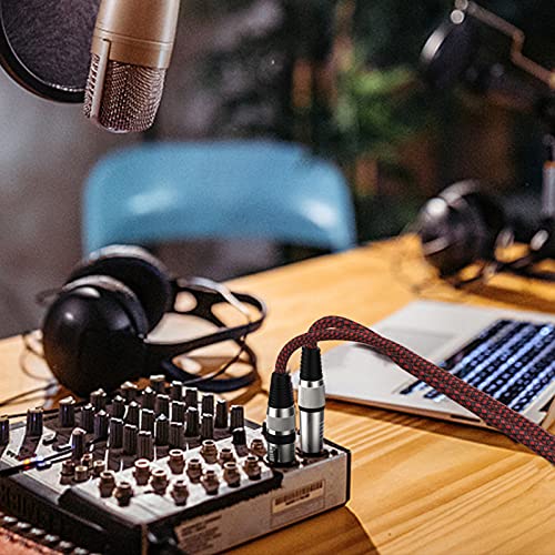 XLR Female to 1/4 Inch Cable 15 ft 2Pack, Nylon Braided Microphone Cable 6.35mm TRS to XLR Female Balanced Cable Compatible with Shotgun Microphone, Recording Studios and More - size: 15Feet-2Pack