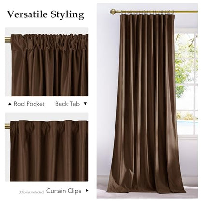 NICETOWN Blackout Brown Velvet 102 inch Long Curtains for Living Room - color: Brown, size: 52"W x 102"L (Pack of 2)